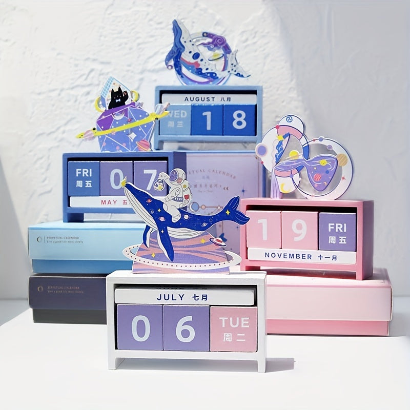 Elegant Wooden Perpetual Desk Calendar