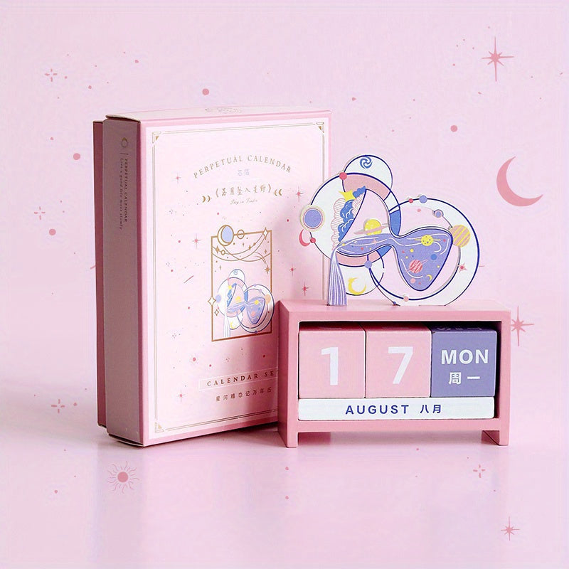 Elegant Wooden Perpetual Desk Calendar