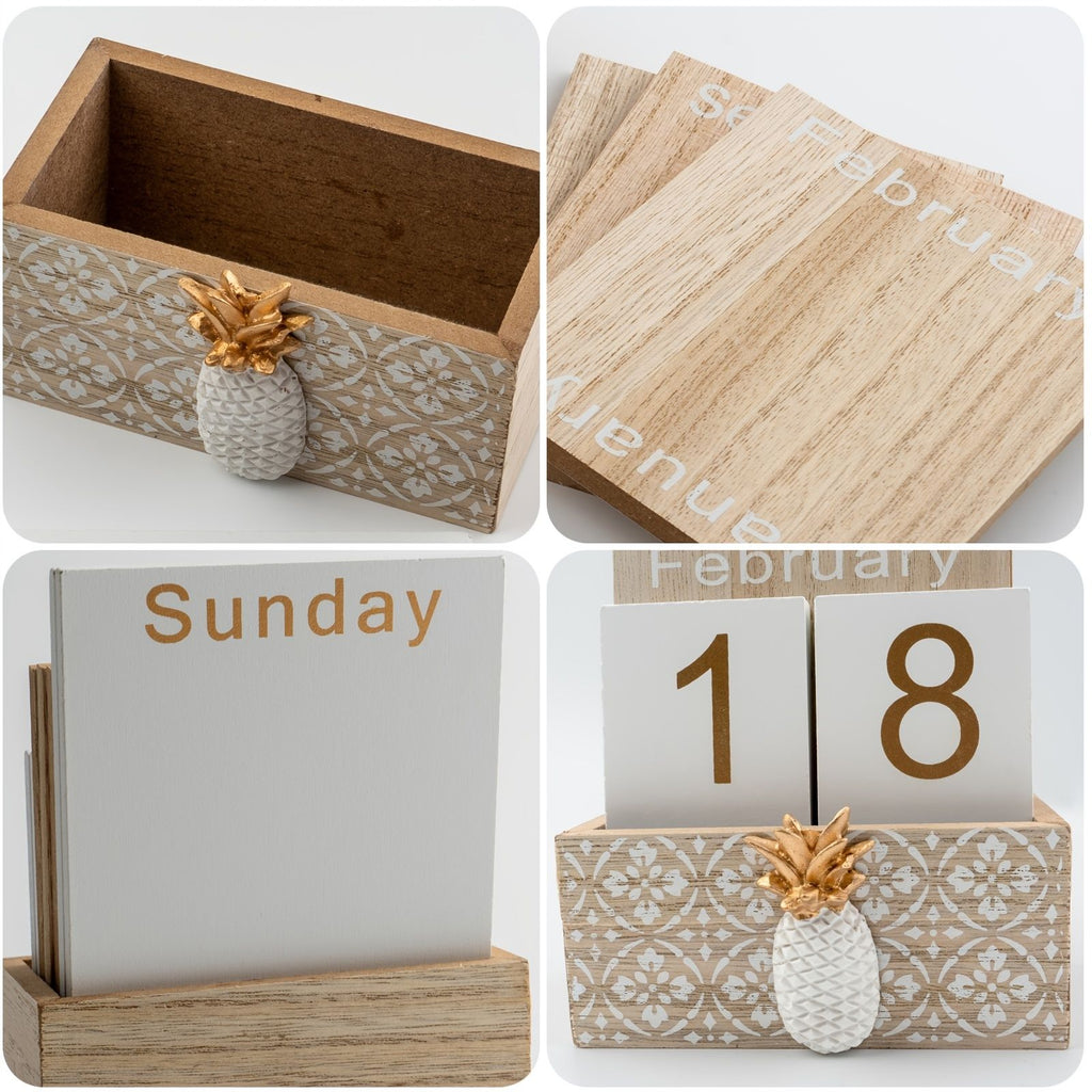 Wooden Perpetual Desk Calendar