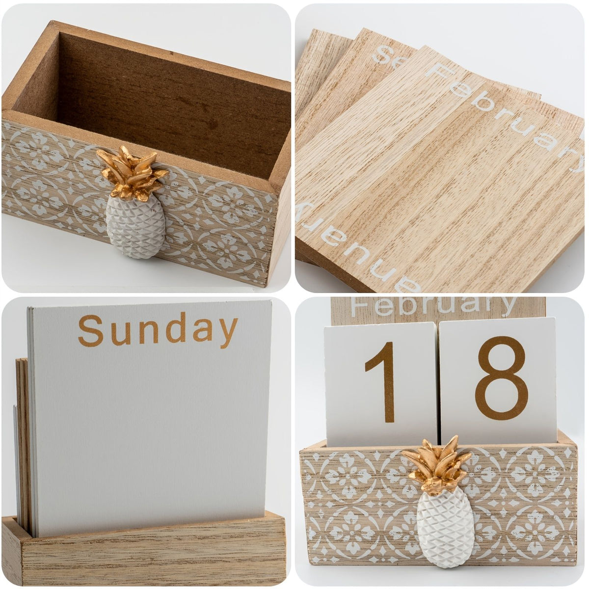 Wooden Perpetual Desk Calendar
