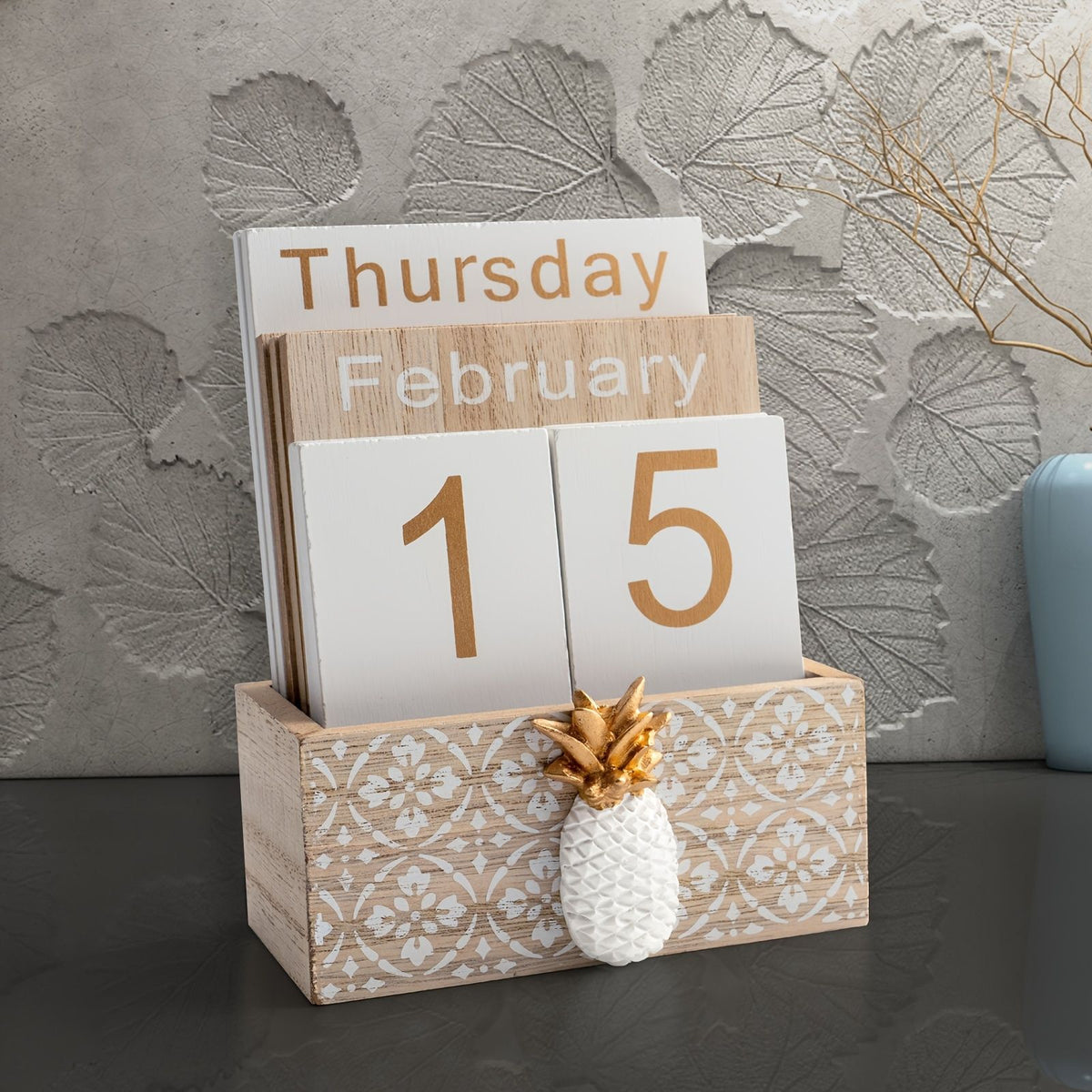 Wooden Perpetual Desk Calendar