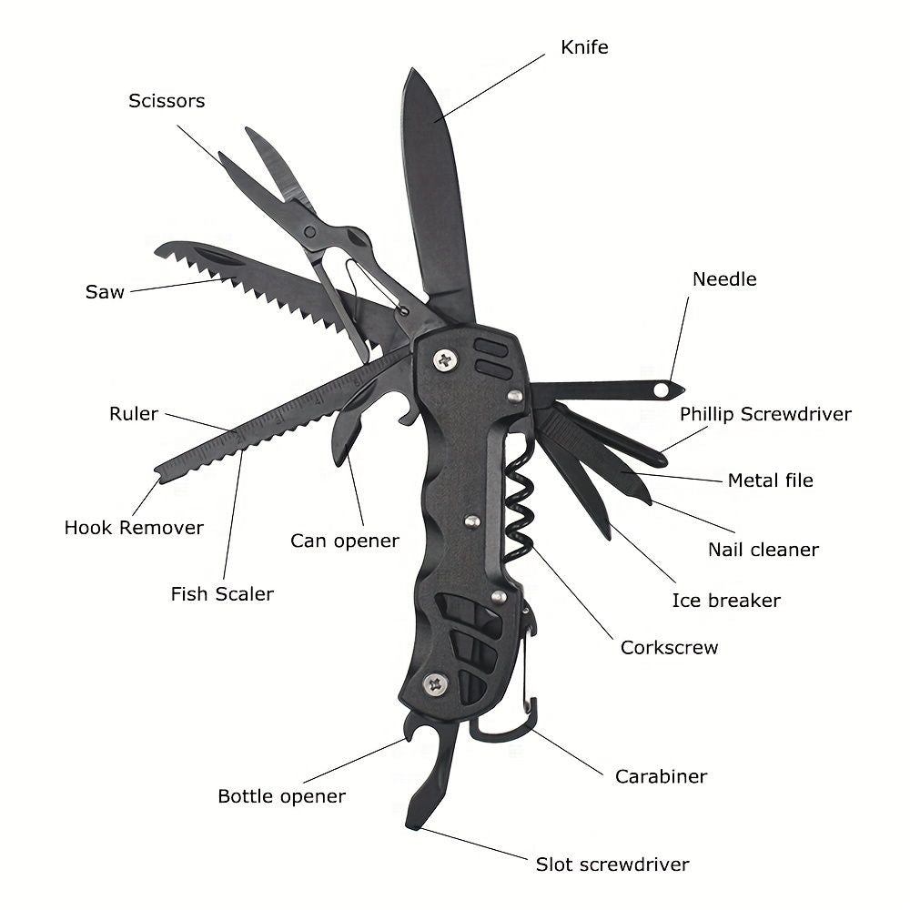 16-in-1 Multitool Pocket Knife with Keychain
