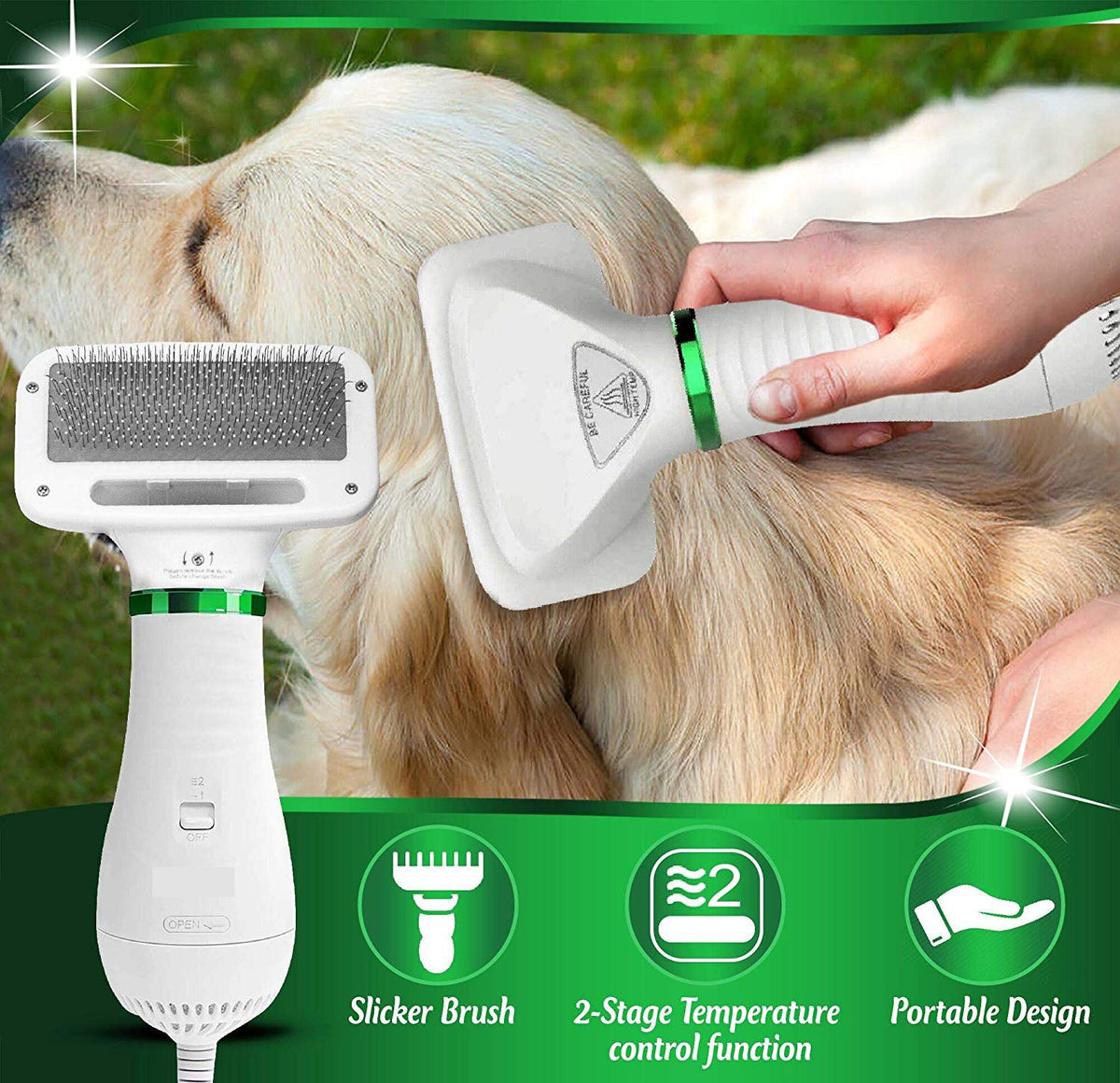 2-in-1 Pet Hair Dryer with Slicker Brush