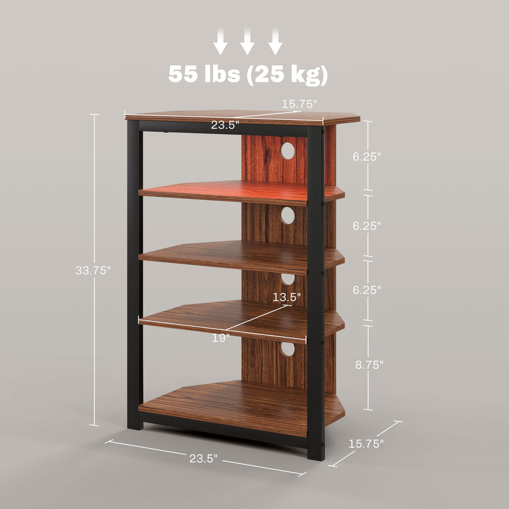 TV Stand with LED Lights & Storage Shelves, Brown