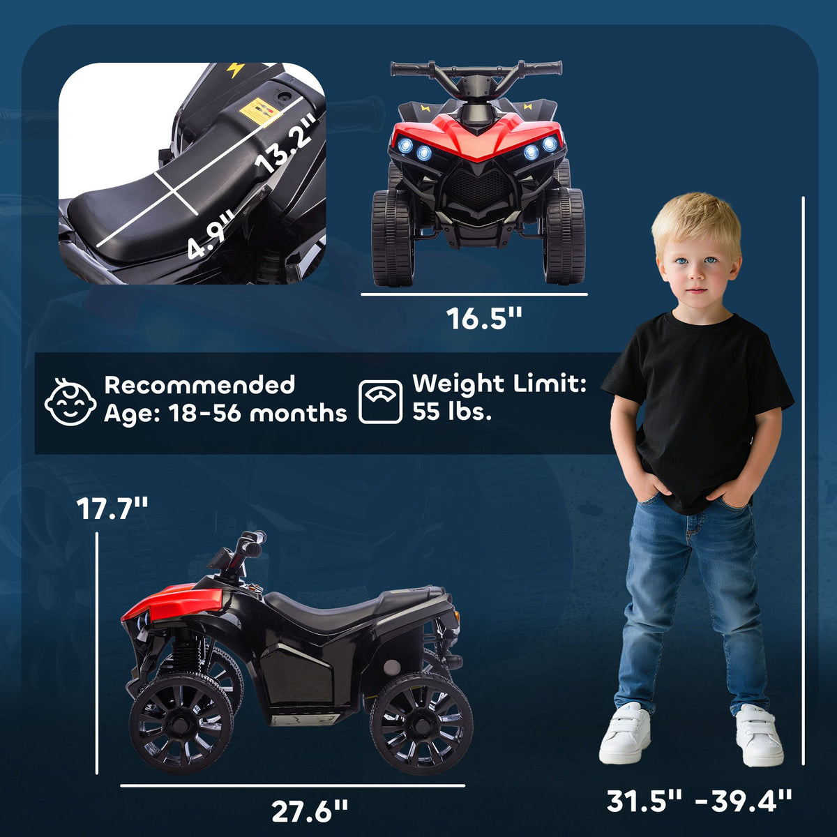 Kids 6V Electric Ride-On ATV with Music & Lights