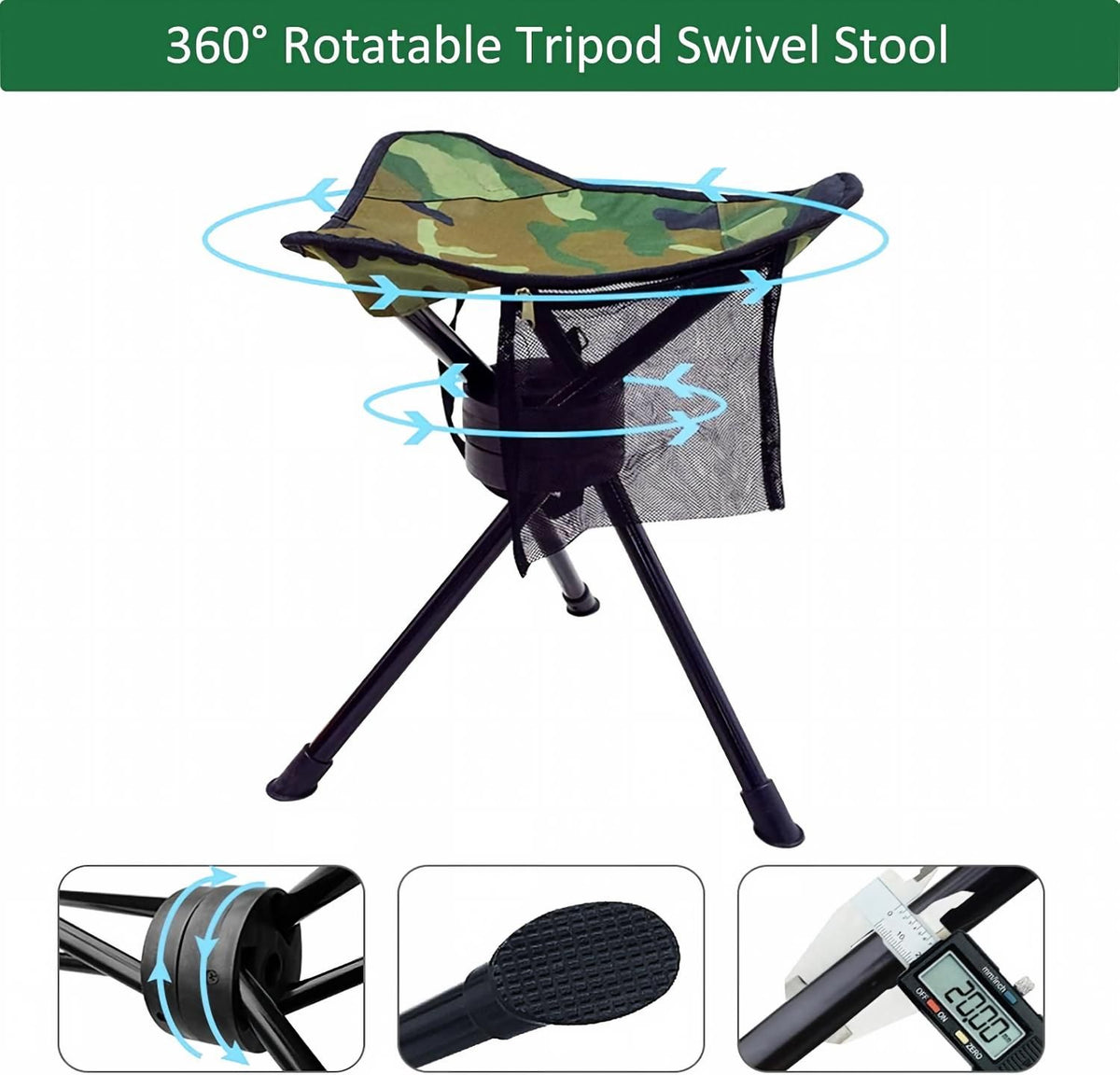 360° Swivel Folding Camping Stool