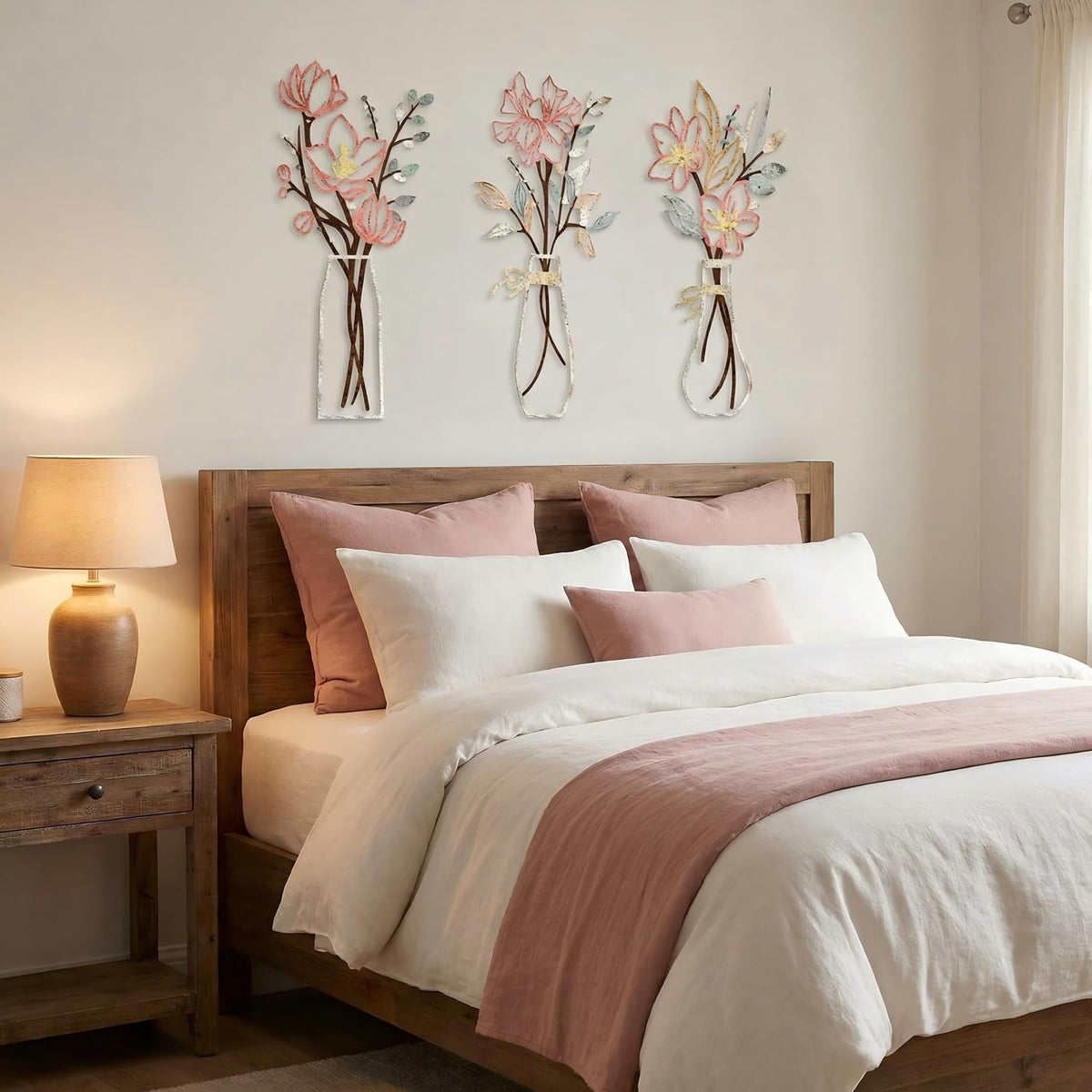 Farmhouse Metal Floral Wall Decor, 3-Piece