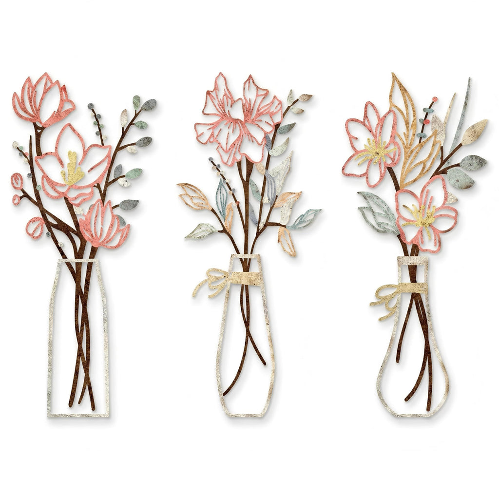 Farmhouse Metal Floral Wall Decor, 3-Piece