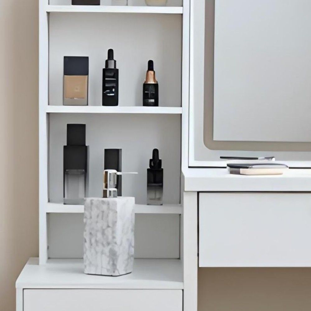 LED Makeup Vanity Set with Mirror & Stool, 4 Drawers