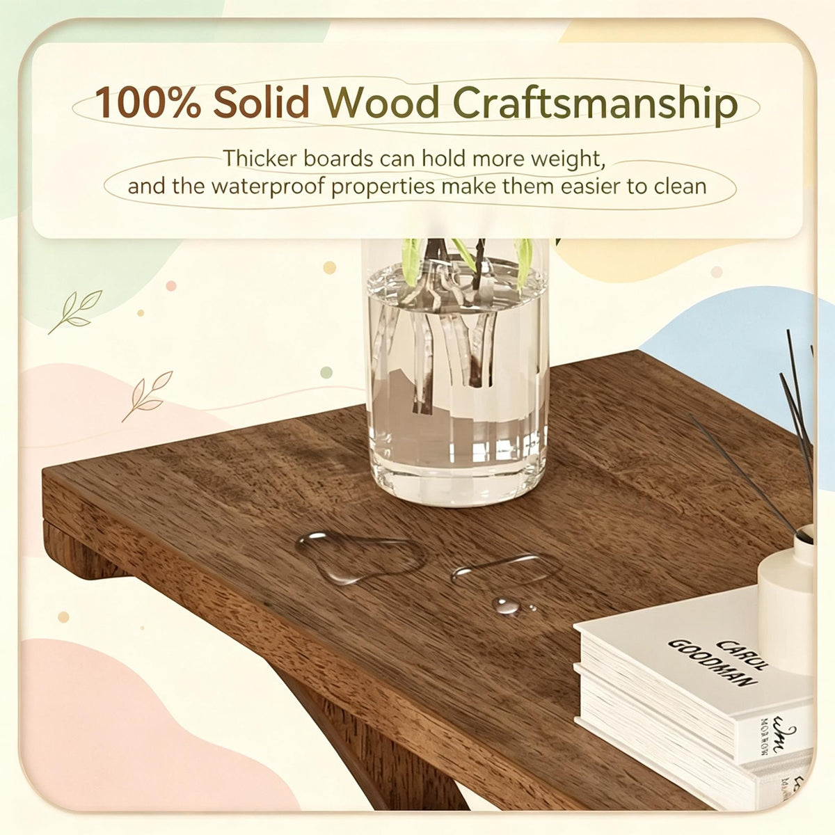 Narrow Wood End Table with 2-Tier Shelf