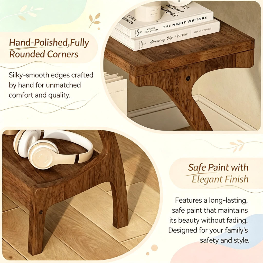 Narrow Wood End Table with 2-Tier Shelf