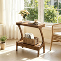 Narrow Wood End Table with 2-Tier Shelf