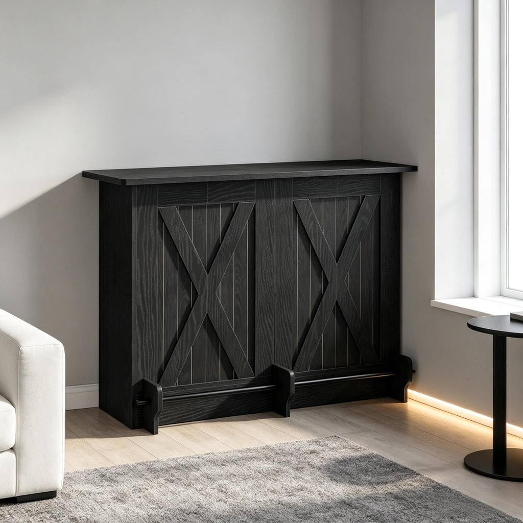 63" Home Bar Unit with Coffee Cabinet & Footrest