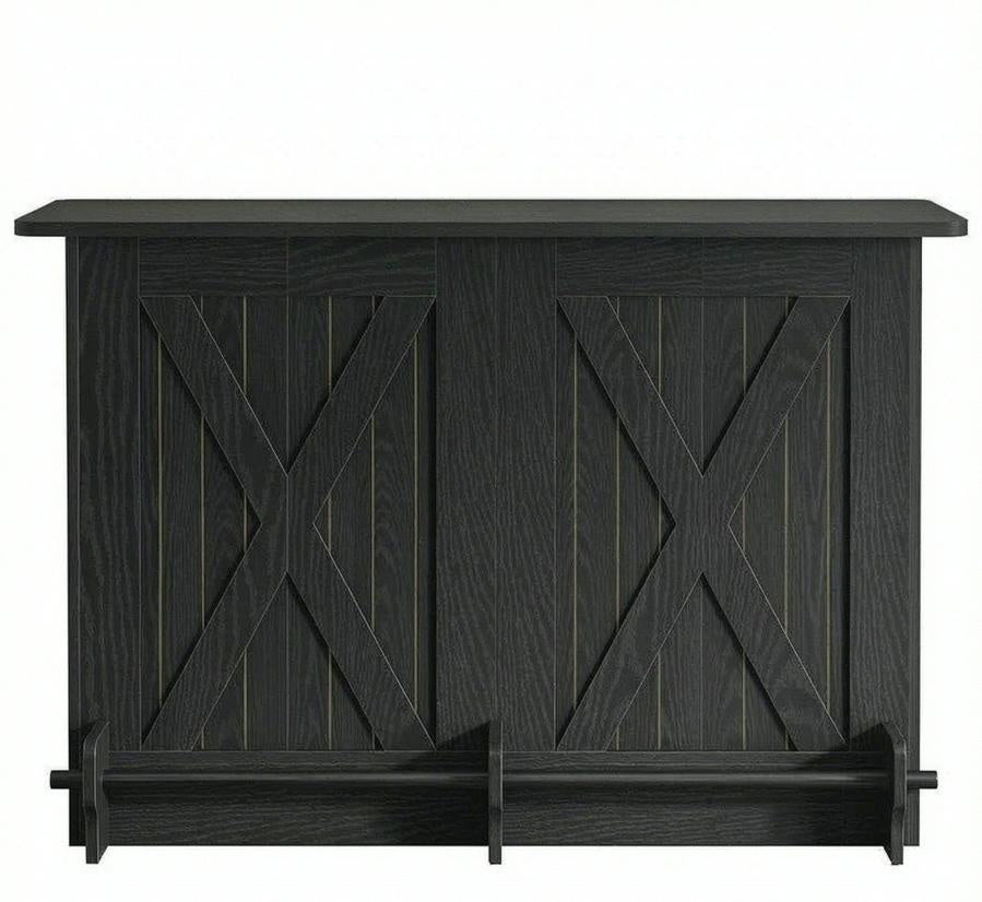 63" Home Bar Unit with Coffee Cabinet & Footrest