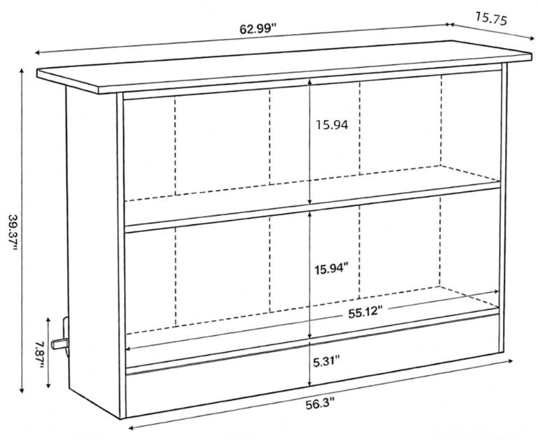 63" Home Bar Unit with Coffee Cabinet & Footrest