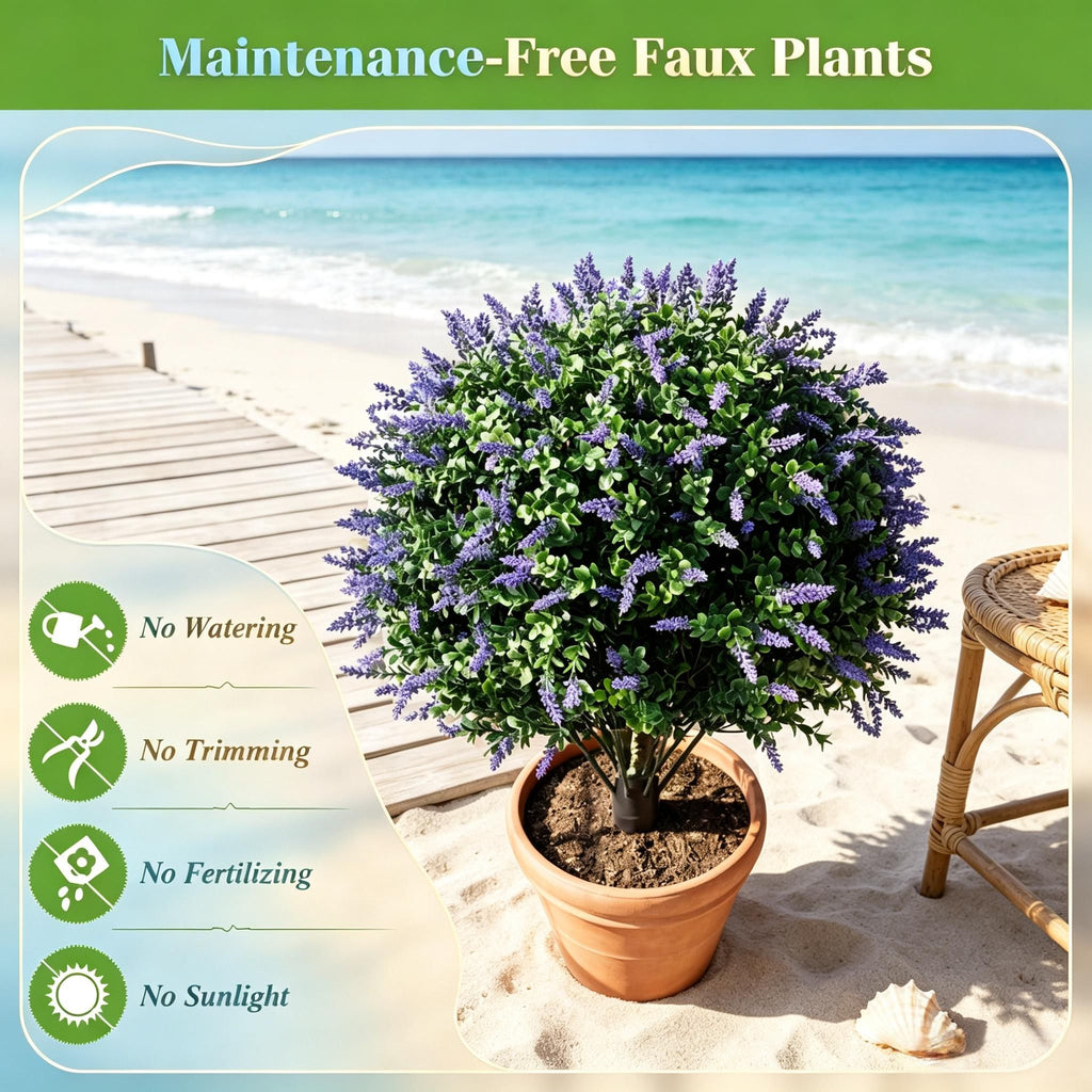Artificial Lavender Topiary Ball Trees – 2 Pack