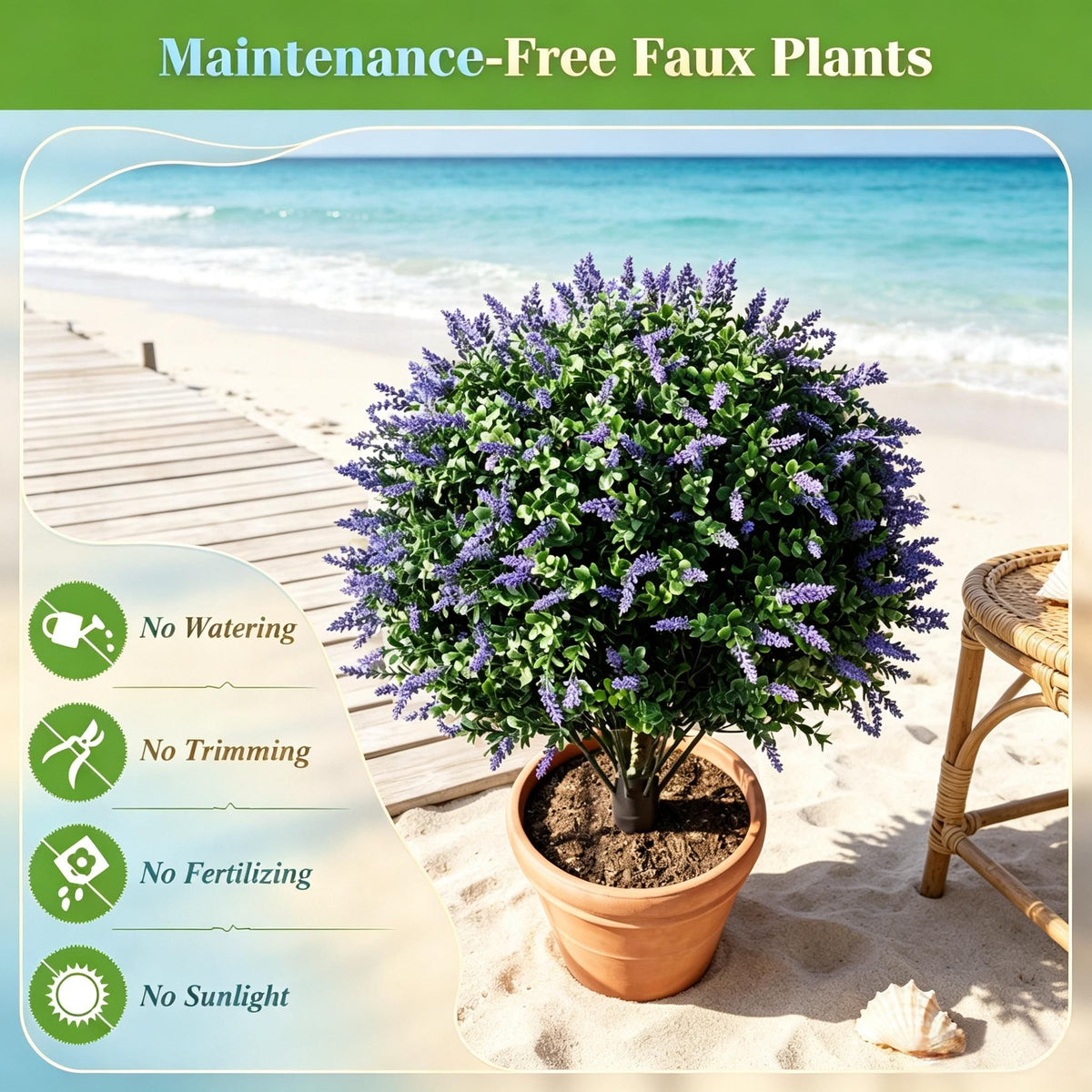 Artificial Lavender Topiary Ball Trees – 2 Pack