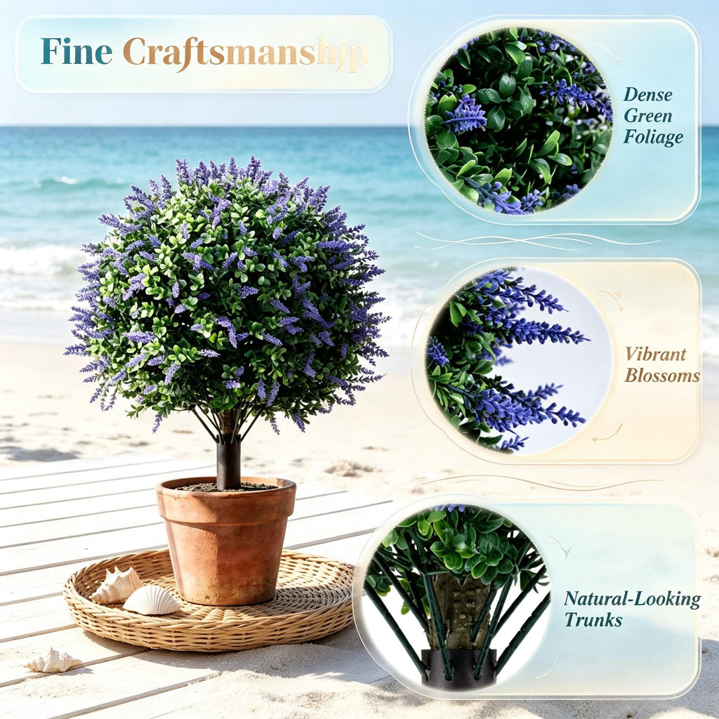 Artificial Lavender Topiary Ball Trees – 2 Pack