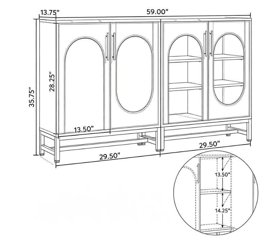 Modern Sideboard Buffet Cabinet with Adjustable Shelves