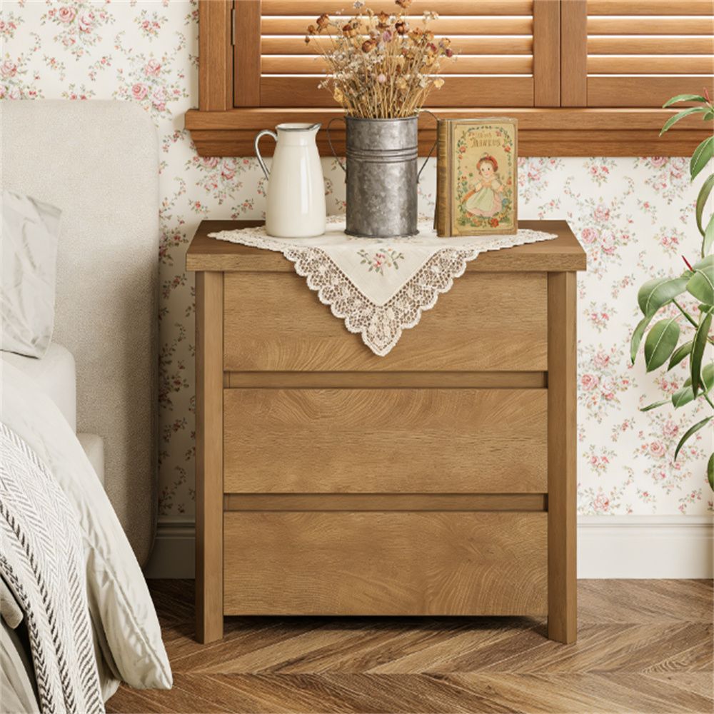 Rustic 3-Drawer Nightstand