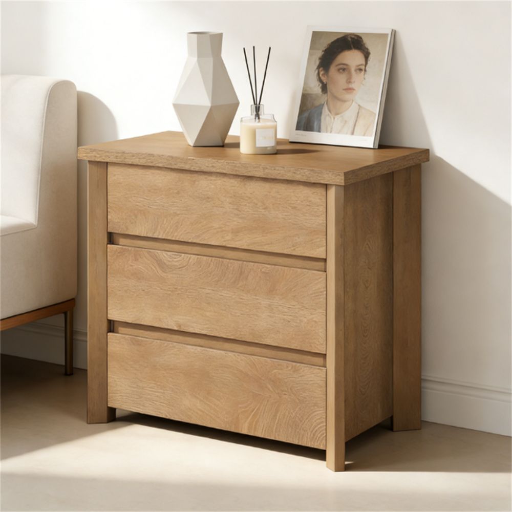 Rustic 3-Drawer Nightstand