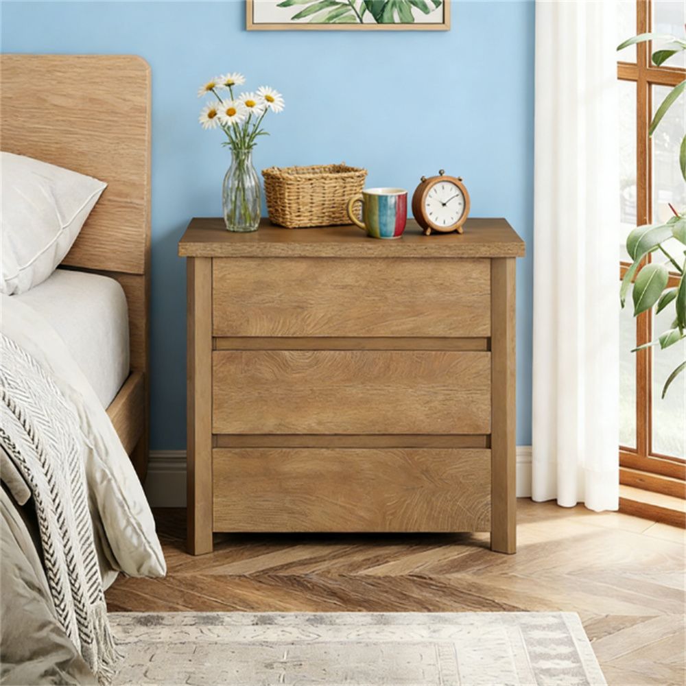 Rustic 3-Drawer Nightstand