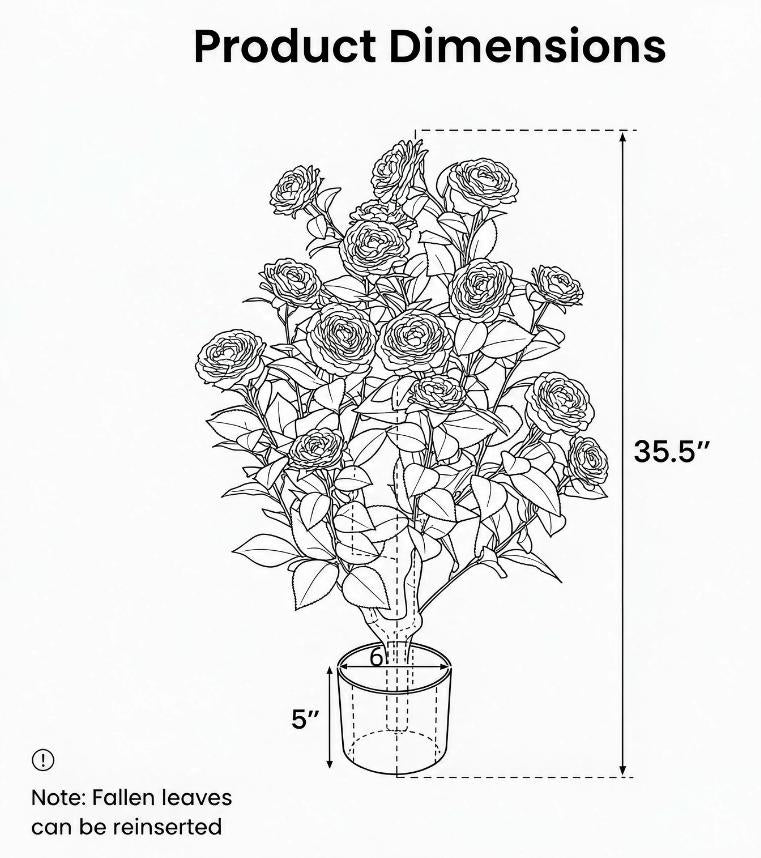 Artificial Camellia Tree in Cement Pot