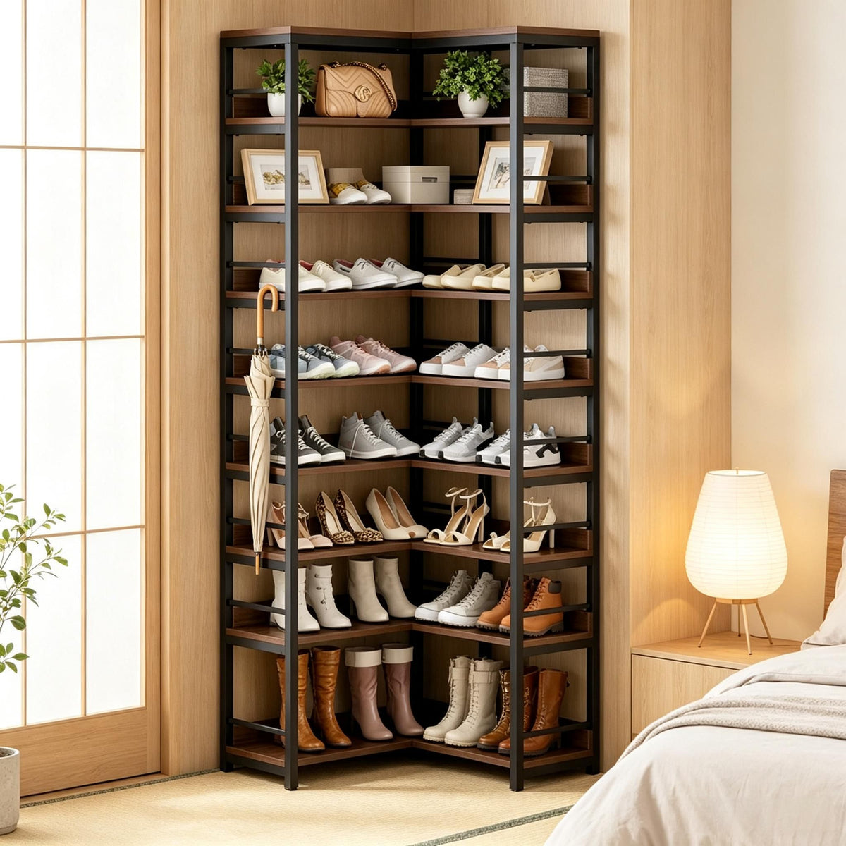 9-Tier Corner Shoe Rack