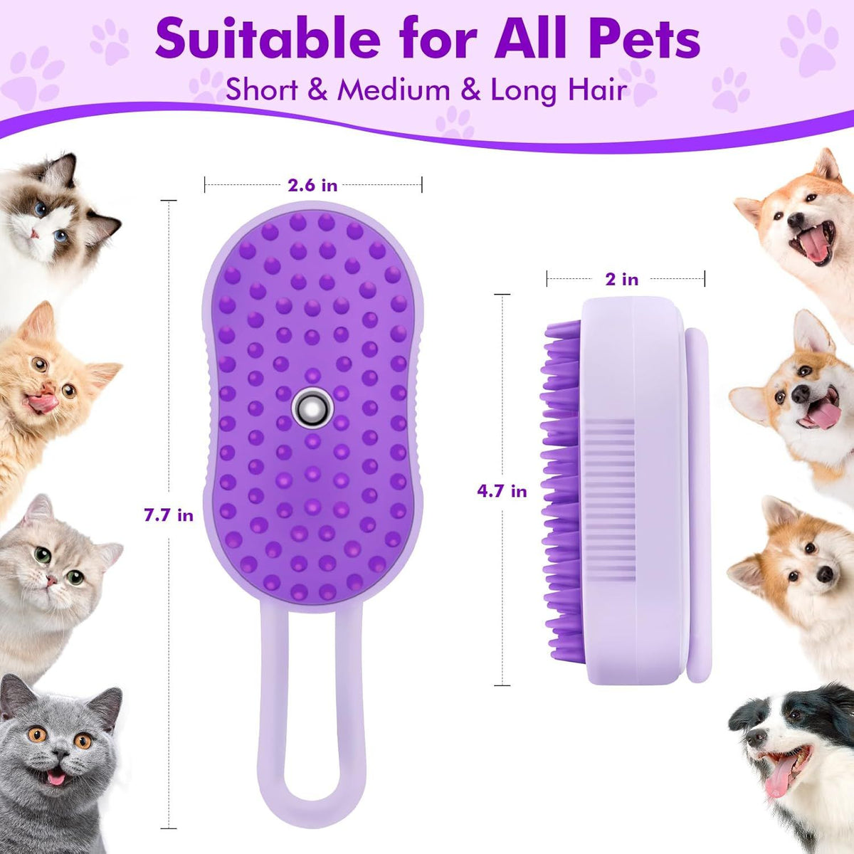 4-in-1 Pet Steam Brush for Shedding