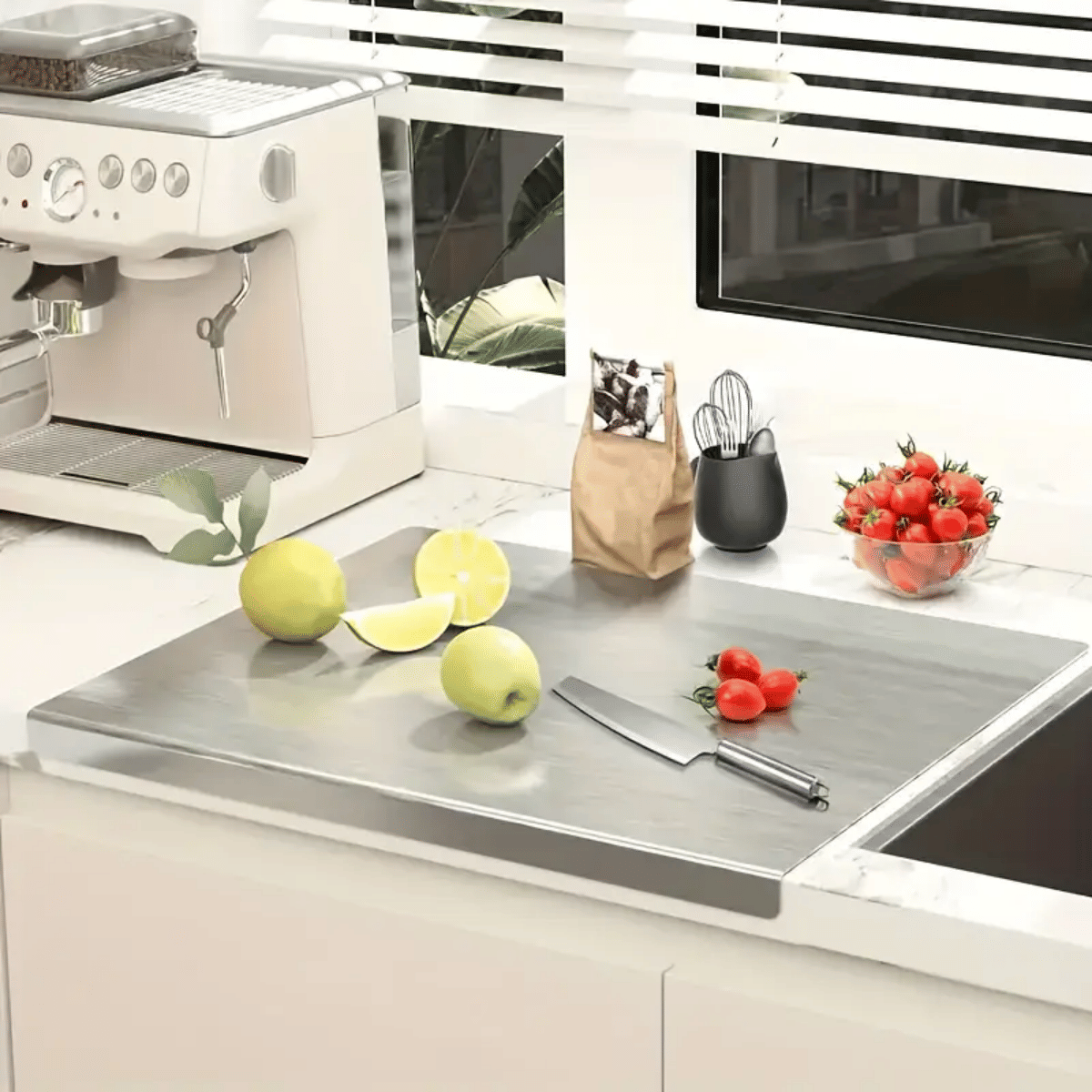 Stainless Steel Cutting Board with Lip