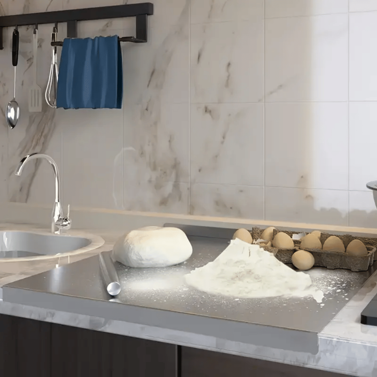 Stainless Steel Cutting Board with Lip