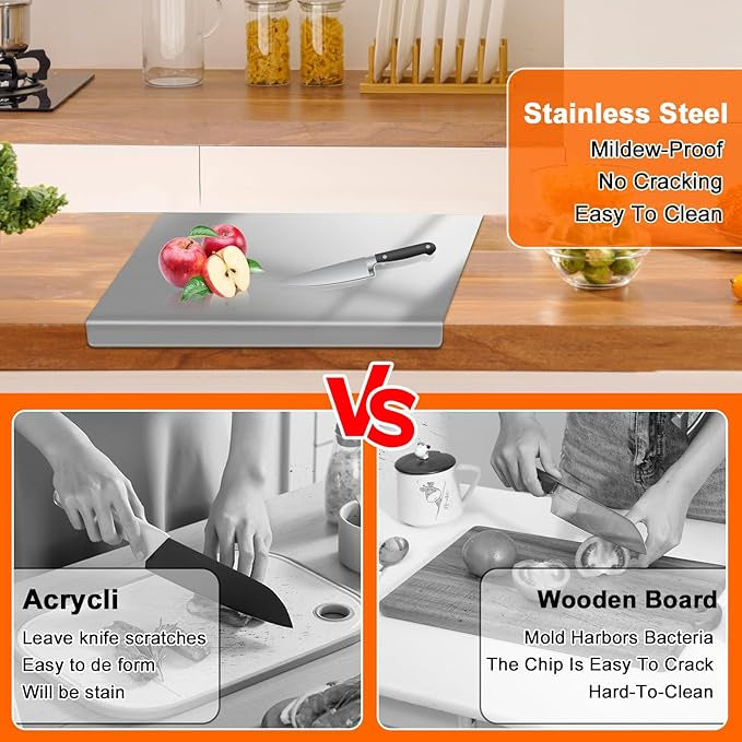 Stainless Steel Cutting Board with Lip