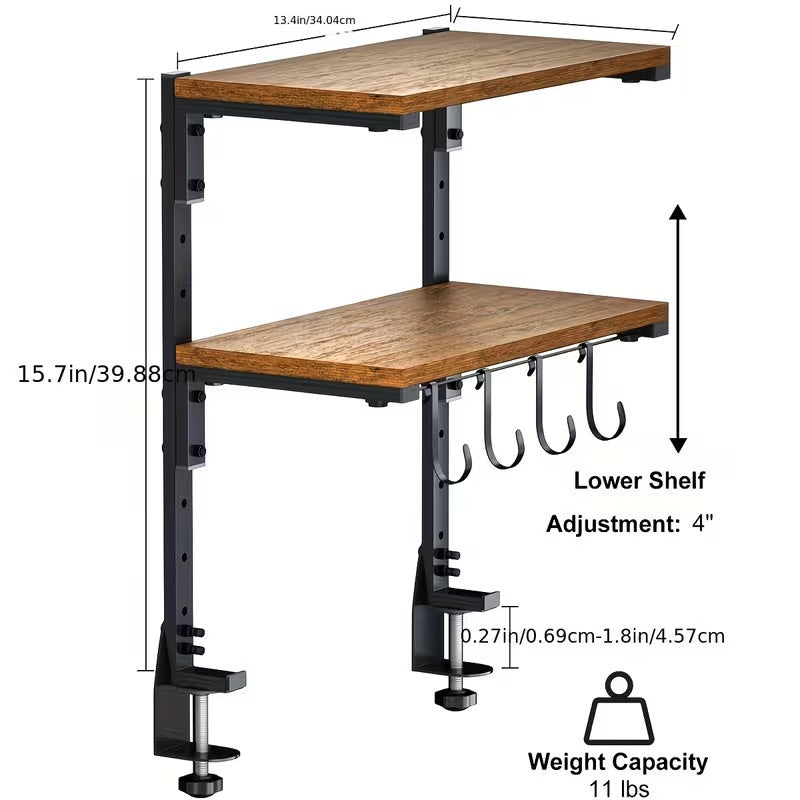 2-Tier Clamp-On Desk Shelf Organizer, 13"