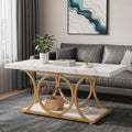 Faux Marble Coffee Table with Storage Shelf