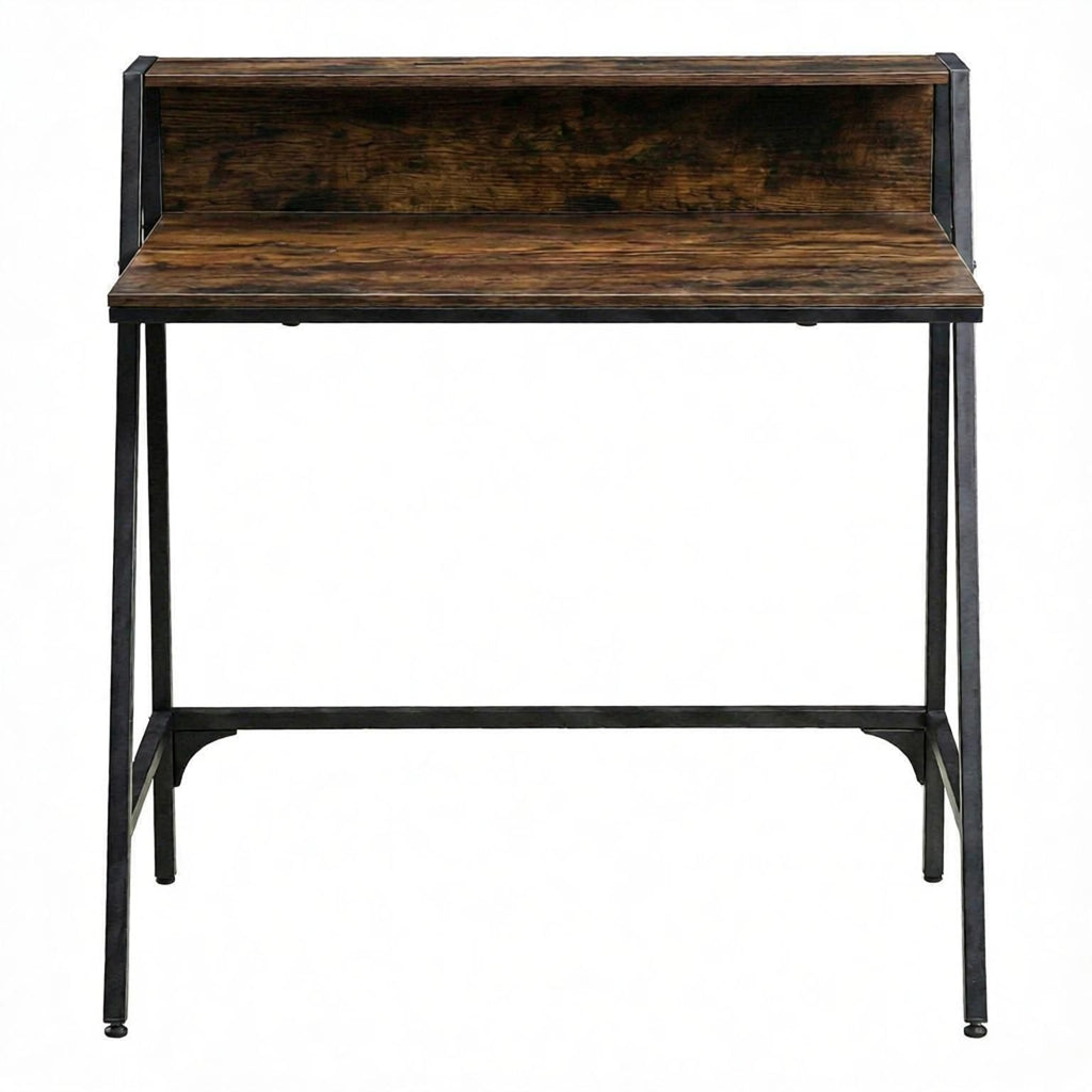 Industrial Computer Desk with Raised Shelf, 31.5"