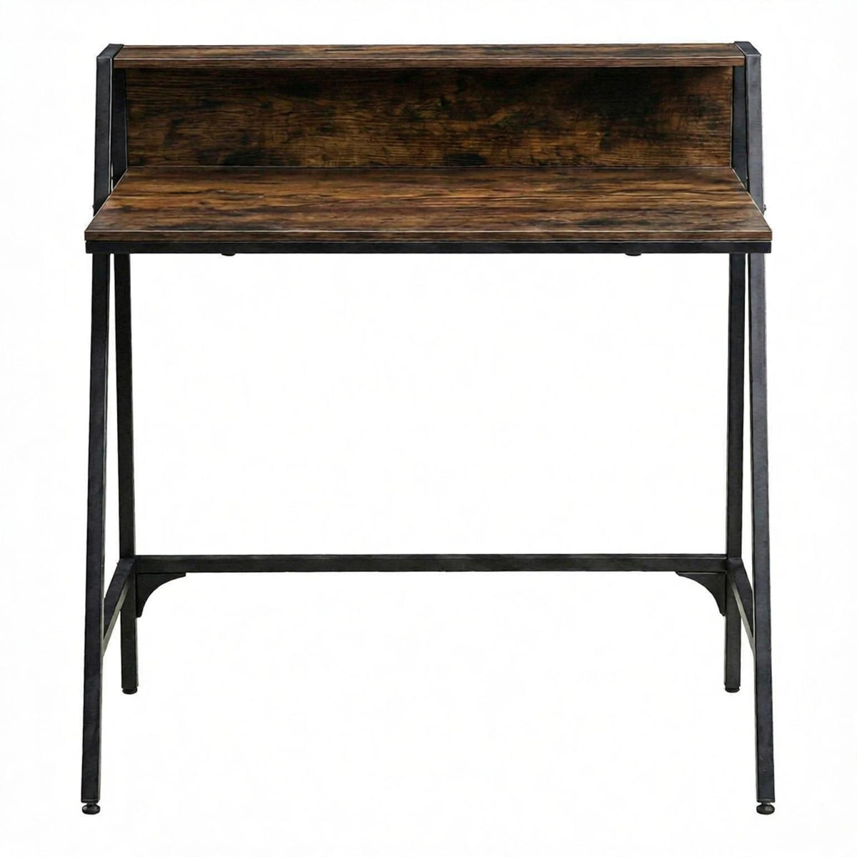 Industrial Computer Desk with Raised Shelf, 31.5"