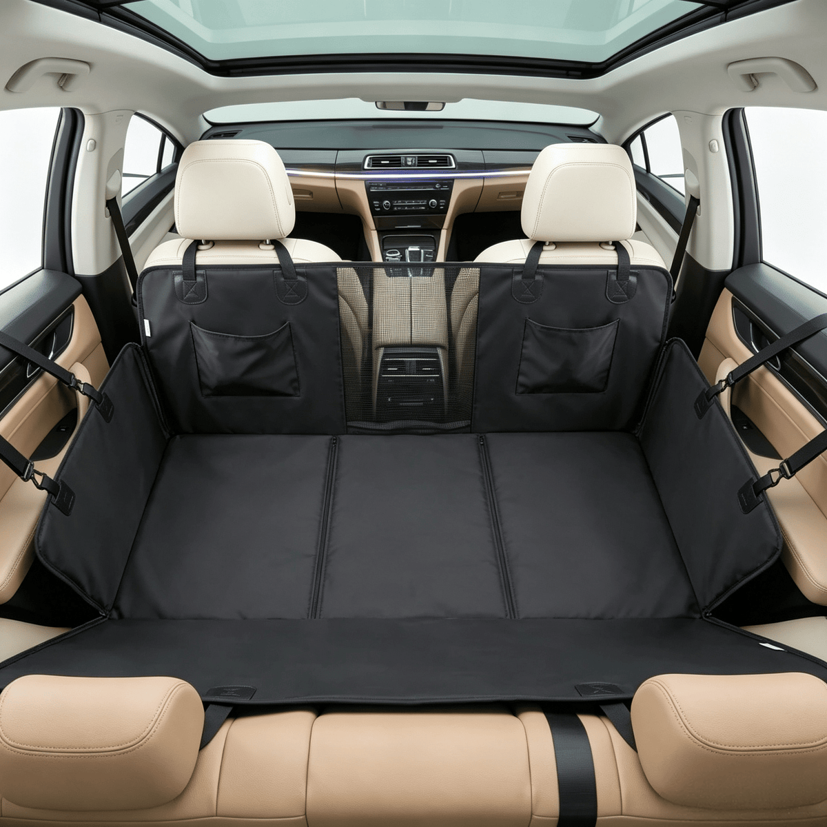 Waterproof Dog Car Seat Cover with Hard-Bottom Extender, 58"