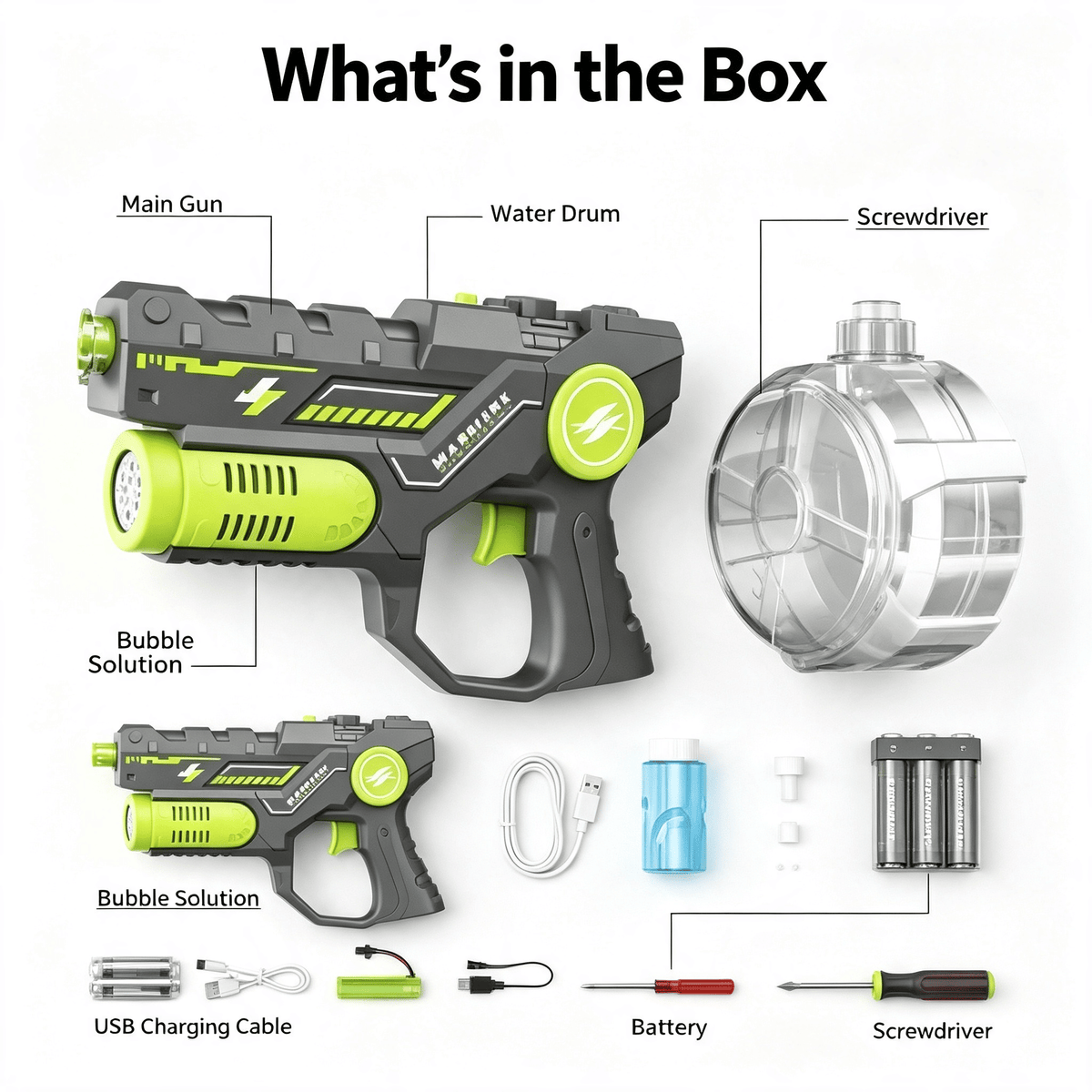 2-in-1 Electric Bubble & Water Gun Toy