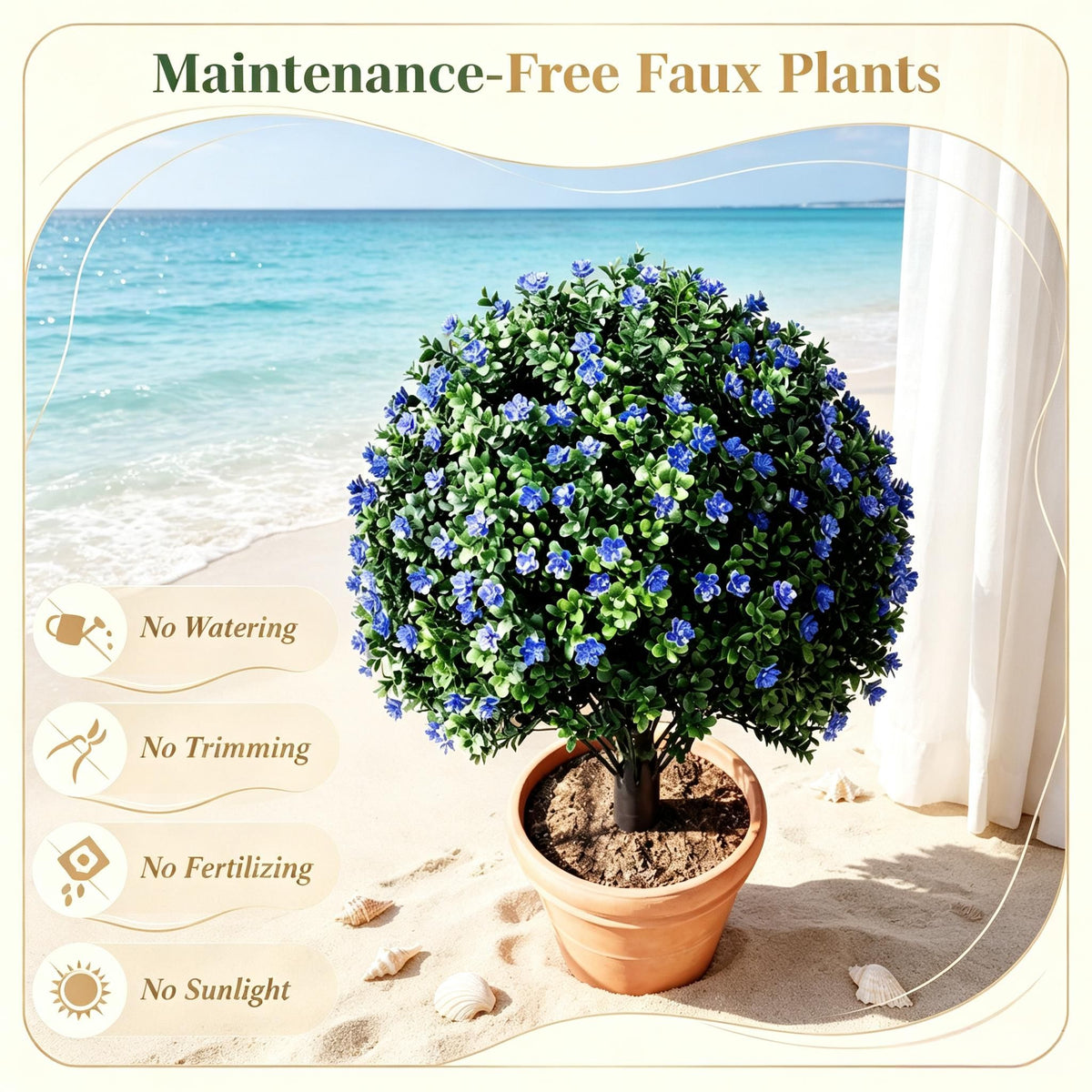 Artificial Camellia Topiary Ball Trees, 27.5" – 2 Pack