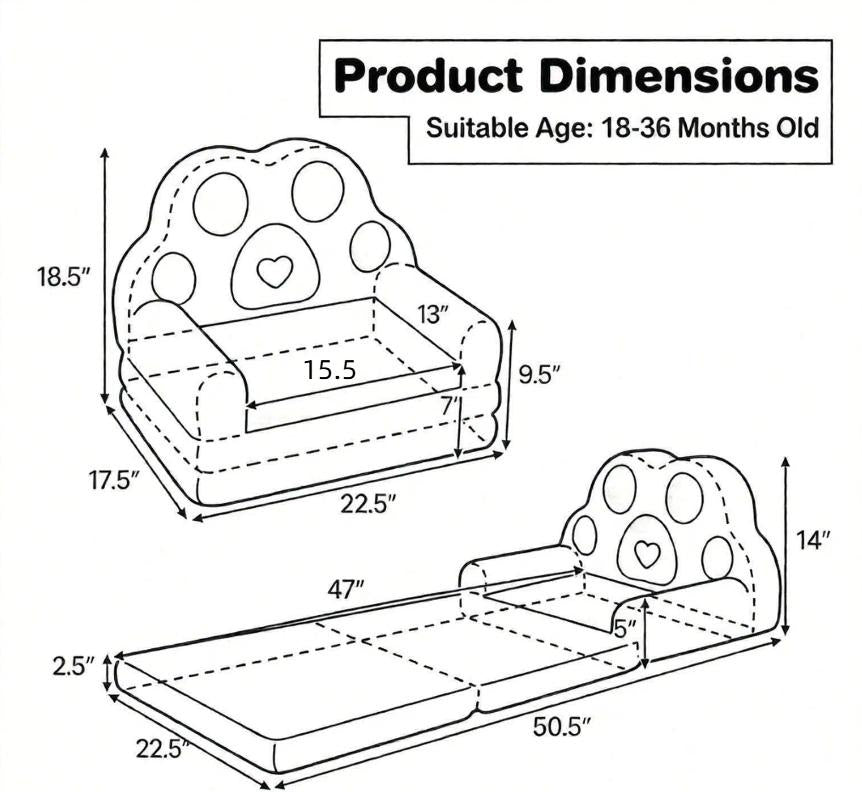 2-in-1 Convertible Sofa Bed with Removable Cover