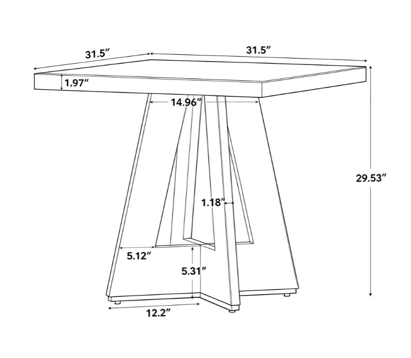 Square Dining Table, 31.5" – Seats 2–4