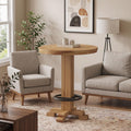Round Wood Bar Table, 37.4" High with Footrest