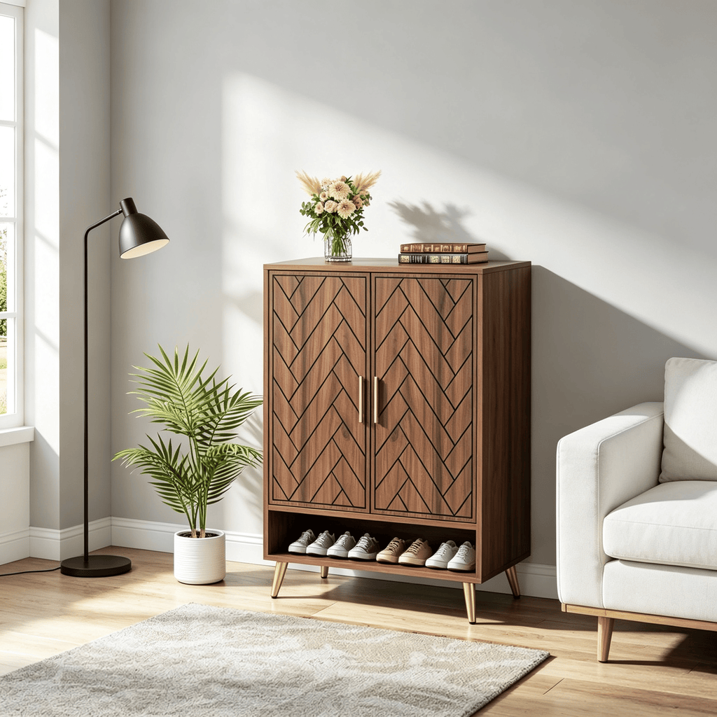 6-Tier Wooden Shoe Cabinet with Adjustable Shelves