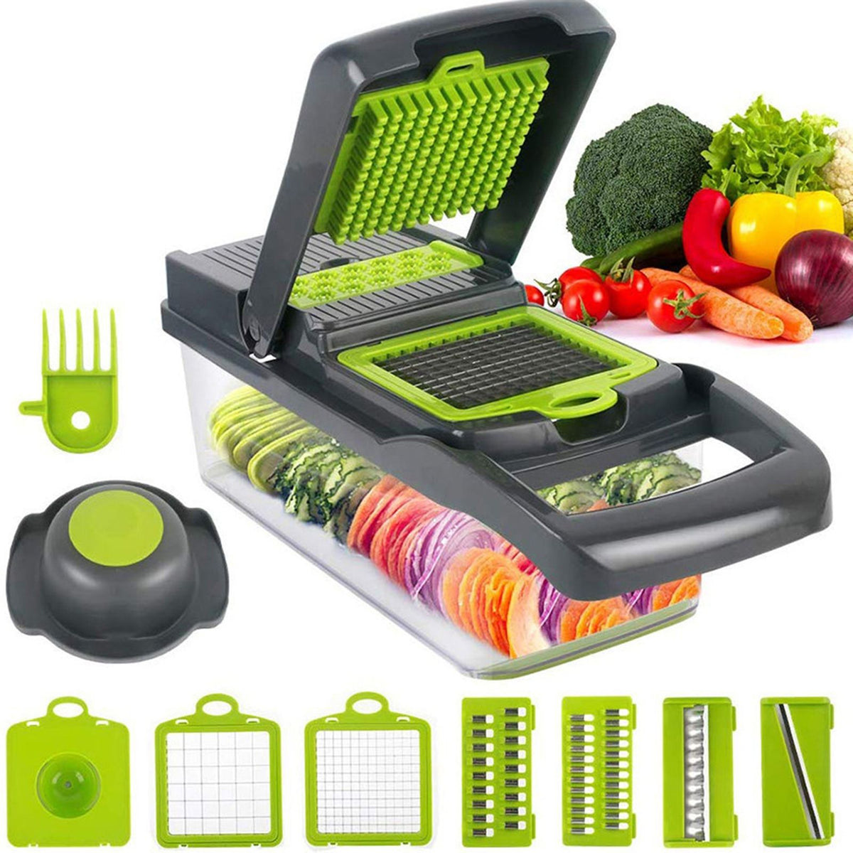 Vegetable Chopper & Mandoline Slicer with Container