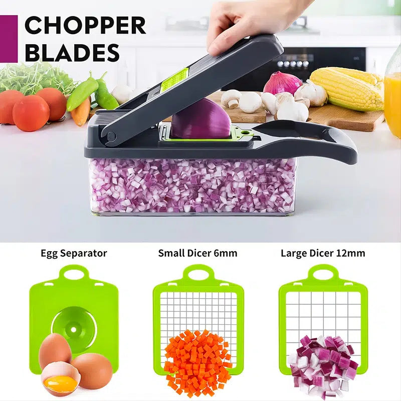 Vegetable Chopper & Mandoline Slicer with Container