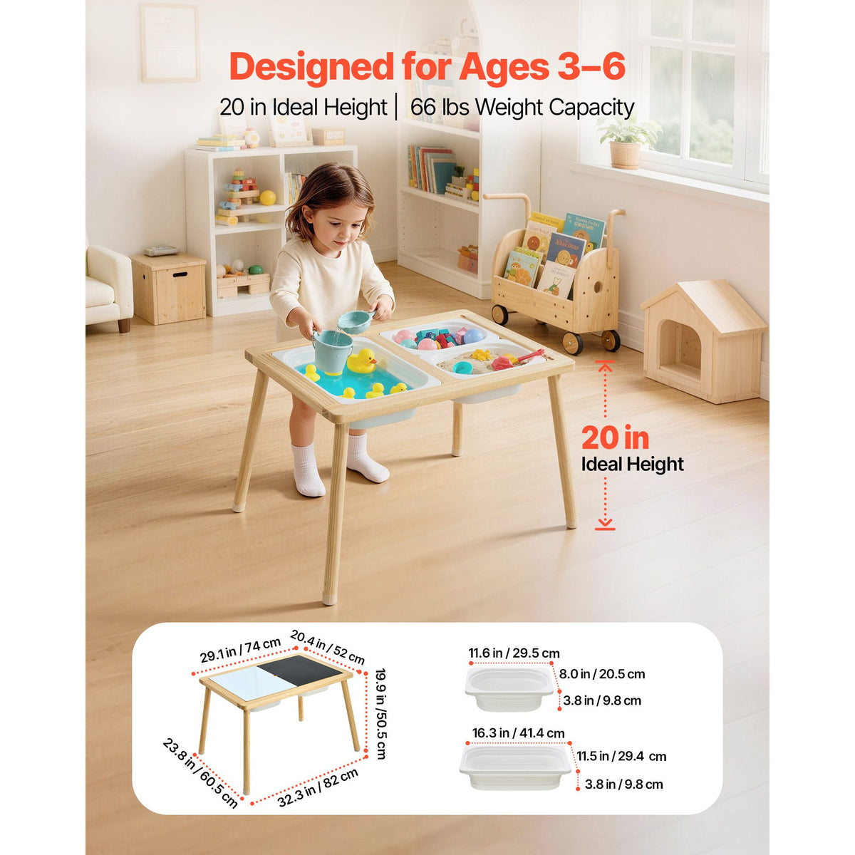 Wooden Sensory Activity Table for Toddlers