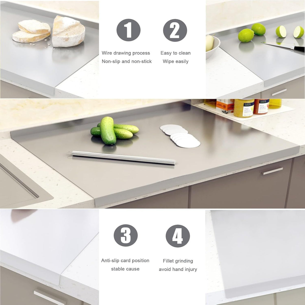 Stainless Steel Cutting Board with Lip