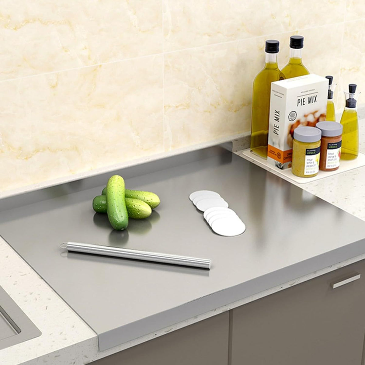 Stainless Steel Cutting Board with Lip