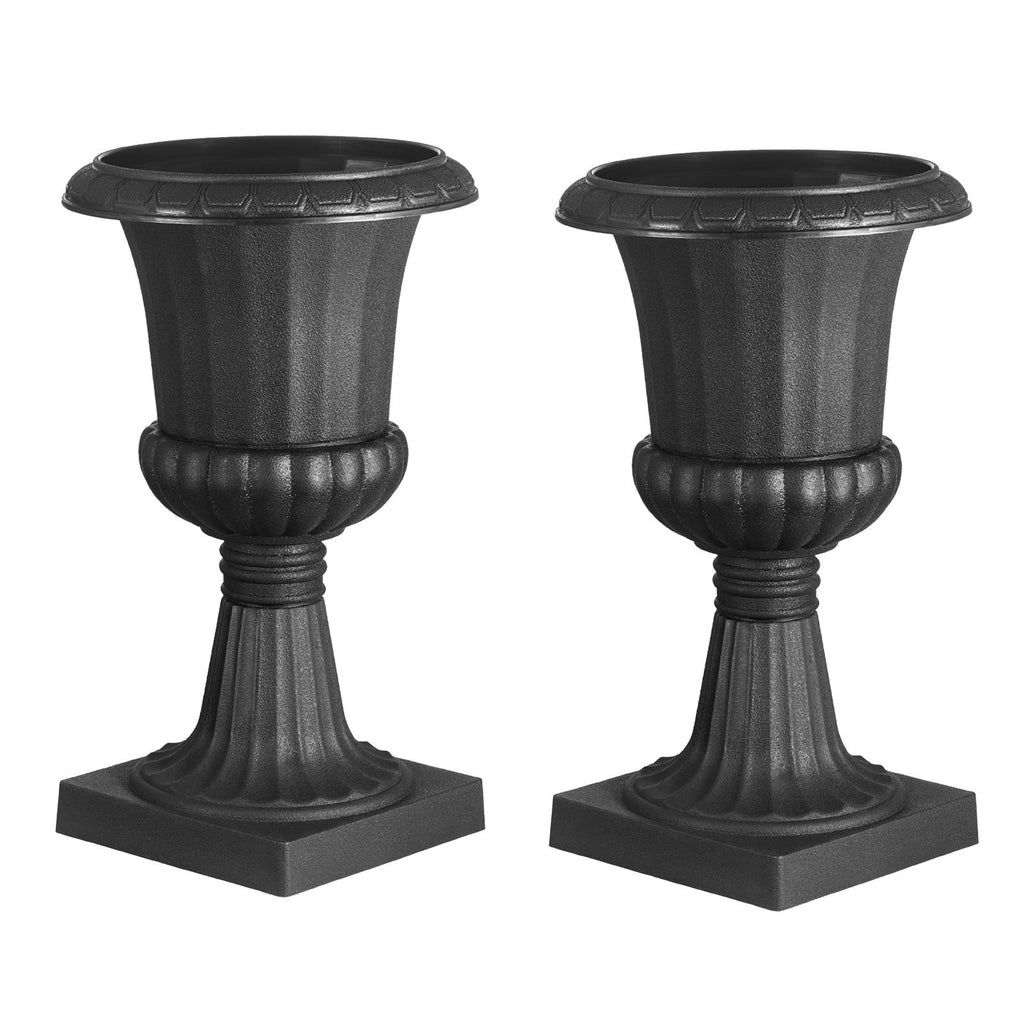 Classic Urn Planters, 16.5" – 2 Pack, Black