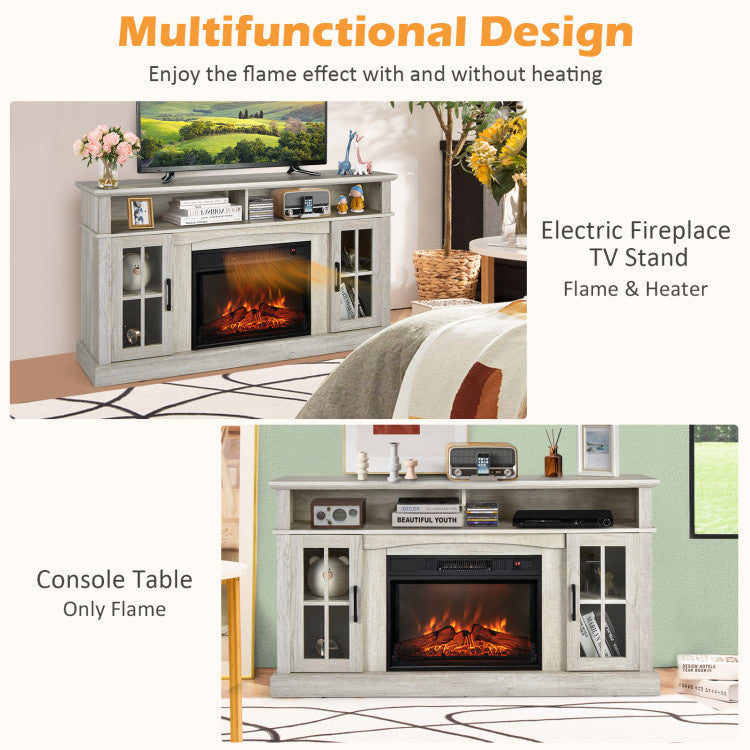 Fireplace TV Stand for TVs Up to 65 Inch with Side Cabinets and Remote Control